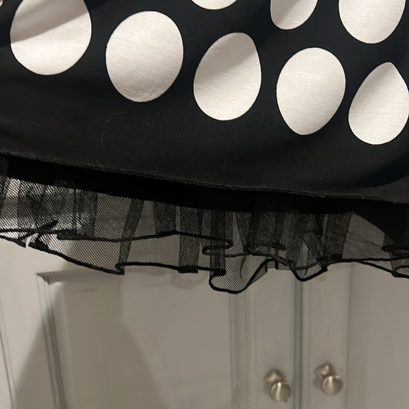 👑Black and white polka dot dress layered look lined skirt - Picture 5 of 13